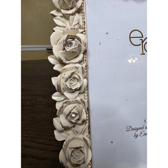Era Home 5x7 Picture Frame Vintage Style Rose Design Rhinestones Shabby Chic - Picture 3 of 16